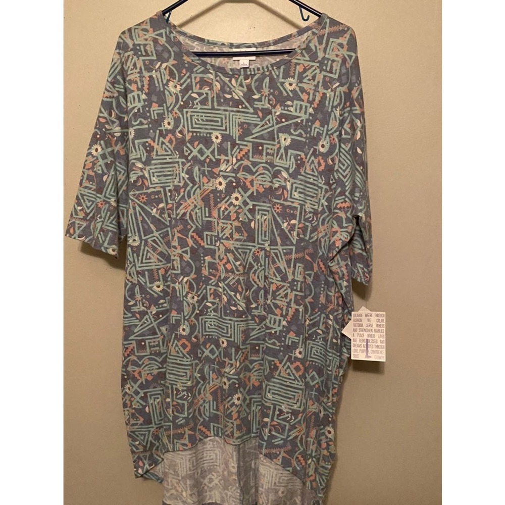 Lularoe Irma light blue geometric Large NWT